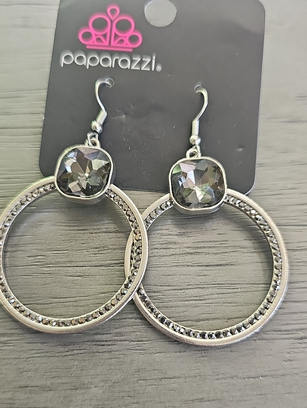 paparazzi Silver Faceted Crystal Hoop Earrings